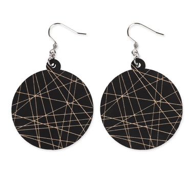 Mediniai auskarai HOORAY Juodos linijos 