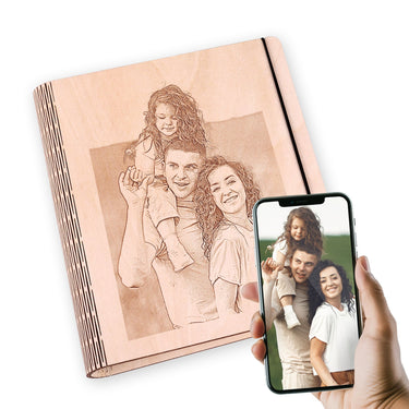 Užrašų knygelė su mediniais viršeliais - Su jūsų nuotrauka 