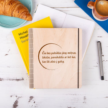 Užrašų knygelė su mediniais viršeliais - Jūsų motyvas 