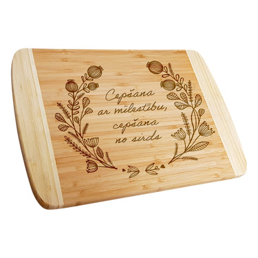 Dovaninė bambukinė lentelė su graviravimu, aguonų motyvas 