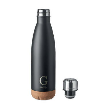 Metalinė termosas su kamštine apačia su individualiu motyvu, juoda 