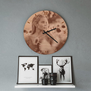 Medinės sieninės laikrodžiai - nuosava fotografija, apvalūs 50 cm 