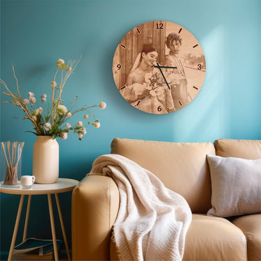 Medinės sieninės laikrodžiai - nuosava fotografija, apvalūs 50 cm 